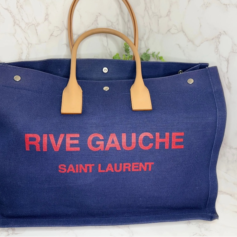 Saint Laurent Rive Gauche Navy And Red Tote